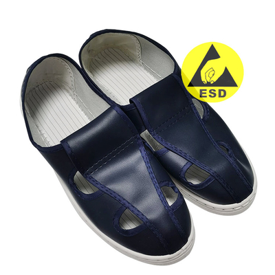مكافحة ساكنة حماية PVC ESD أحذية السلامة أربعة ثقوب الأزرق الداكن