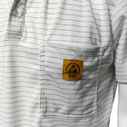 قميصات ESD بيضاء 7MM شريط 99٪ بوليستر + 1٪ الحرير الموصل الحياكة قميصات بولو مضادة للستاتيك