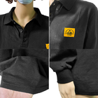 قميص بولو ESD طويل الأكمام مع رمز ESD يتوافق مع معيار الملابس EN 61340-5-1