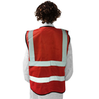 Unisex Red High Visibility Reflective Safety Vests With ID Pocket