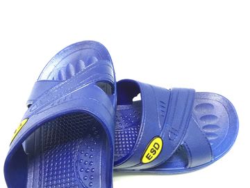 أزرق أسود أبيض ESD Safe Materials SPU ESD Slipper نوع الصليب رمز منقوش