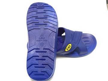 أزرق أسود أبيض ESD Safe Materials SPU ESD Slipper نوع الصليب رمز منقوش