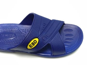 أزرق أسود أبيض ESD Safe Materials SPU ESD Slipper نوع الصليب رمز منقوش