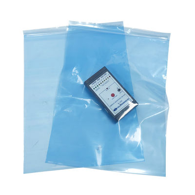 كيس الحماية الأزرق PE ESD Zip Lock لحجوزات الغرف النظيفة المكونات الإلكترونية الصغيرة والمتوسطة الحجم