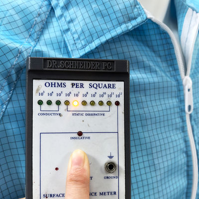 الزرقاء مضادة للستاتيكية معطف المختبر الشبكة 98 ٪ البوليستر 2 ٪ كربون الألياف القميص