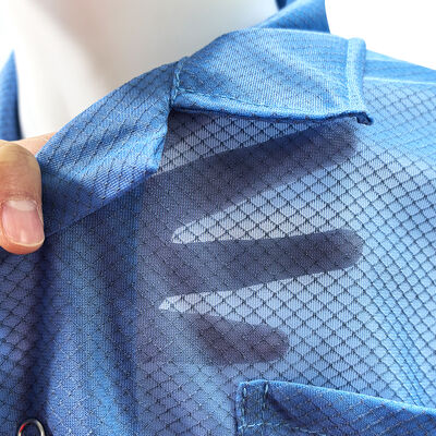 معطف مختبر شبكي ماسي مضاد للكهرباء الساكنة 96% بوليستر + 4% ألياف كربون