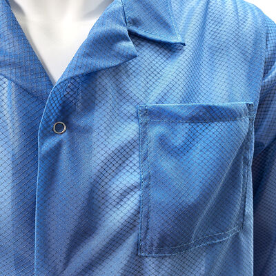 معطف مختبر شبكي ماسي مضاد للكهرباء الساكنة 96% بوليستر + 4% ألياف كربون