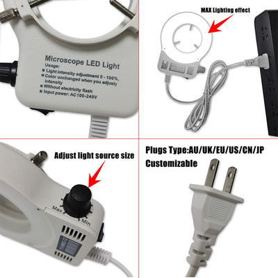 حلقة ضوء LED لدائرة بيضاء للأدوات الآمنة ESD المجهر