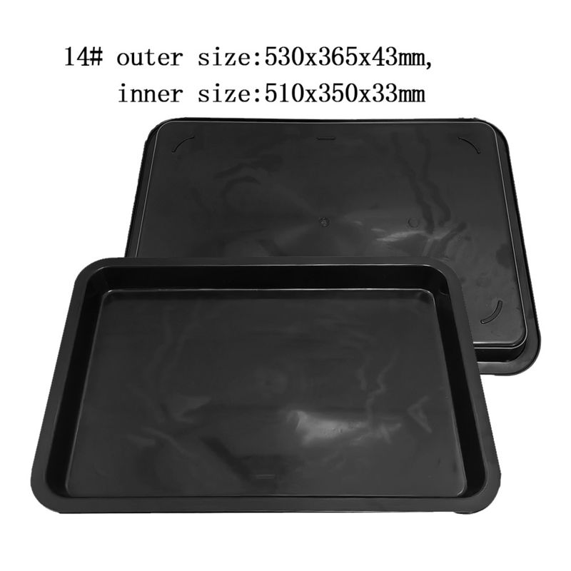 530x365x43mm ESD الصناديق المربعة المضادة للحرارة الأسود البلاستيك مستطيل ضحل ESD الصندوق ESD دائرة إلكترونية